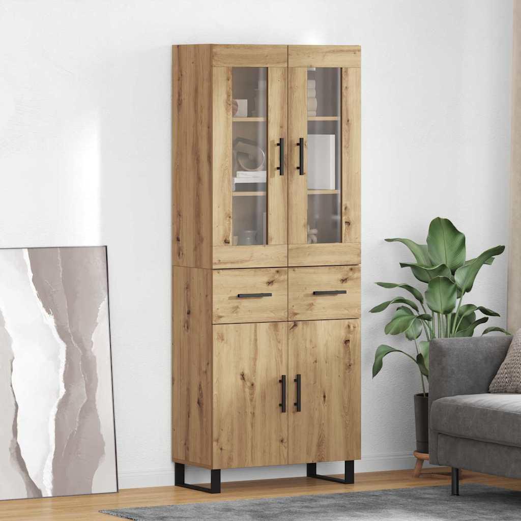 Highboard med skuffe 2 stk Artisan Egetræ Ingeniørtræ og glas