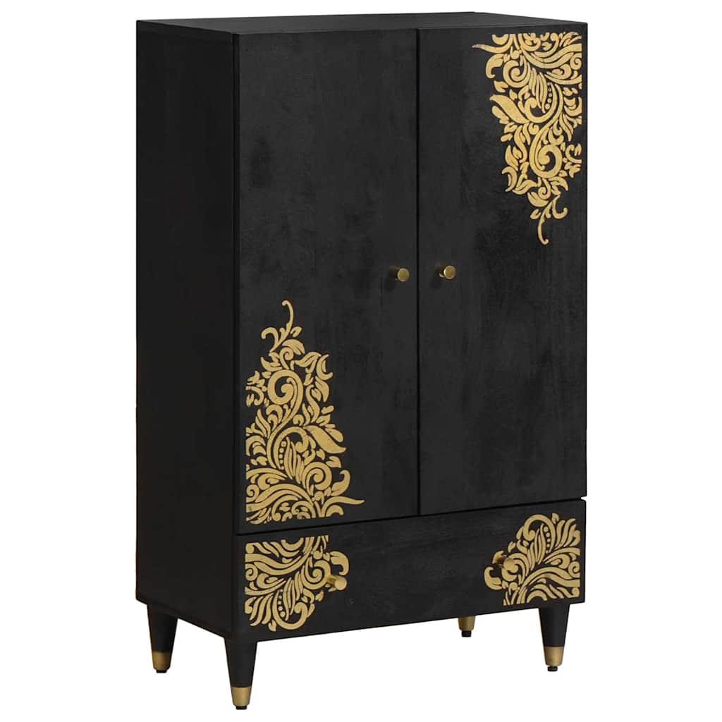 Highboard med skuffe Sort 60 x 33 x 100 cm Massivt mangotræ