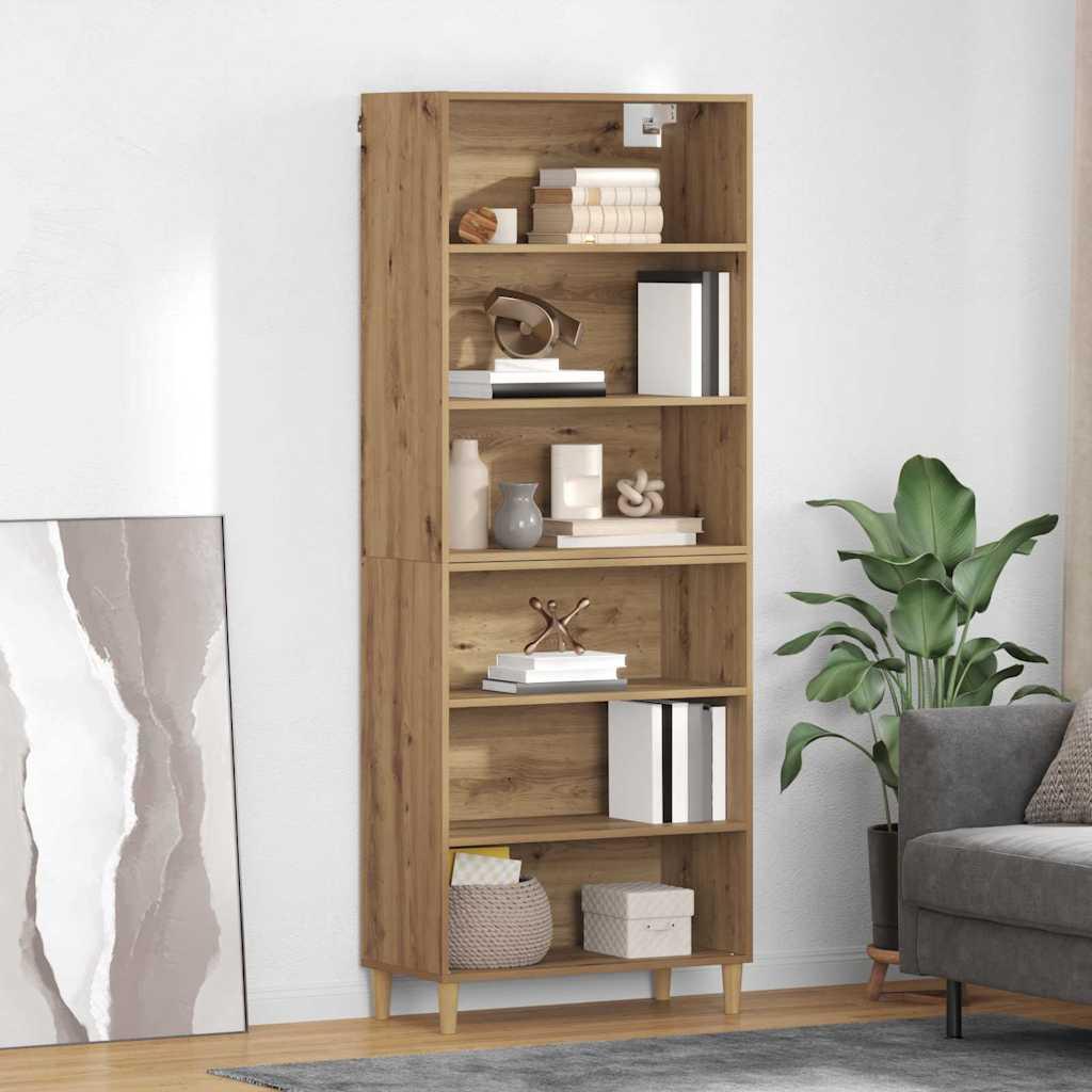 Highboard i artisan egetræ - 69,5 × 32,5 × 180 cm, konstrueret træ