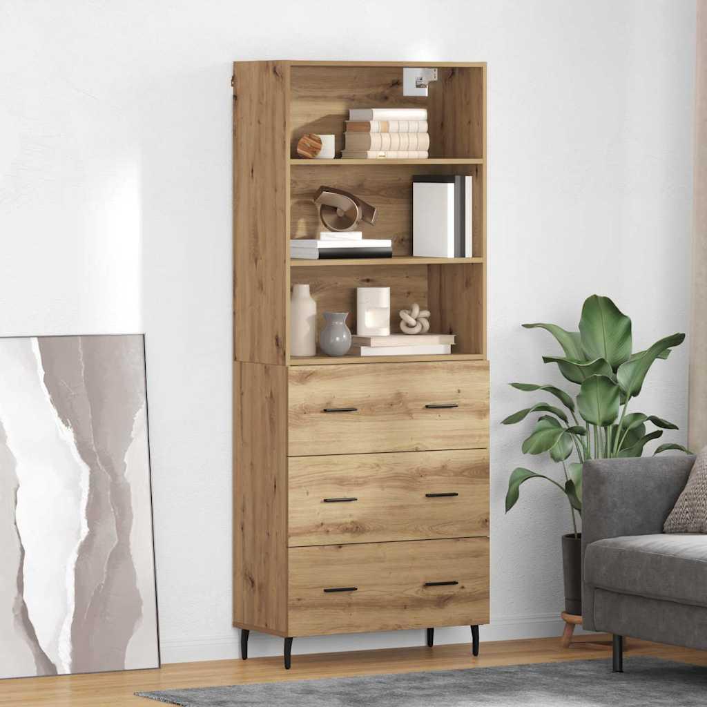Highboard Artisan Egetræ 69,5 x 34 x 180 cm Ingeniørtræ og glas