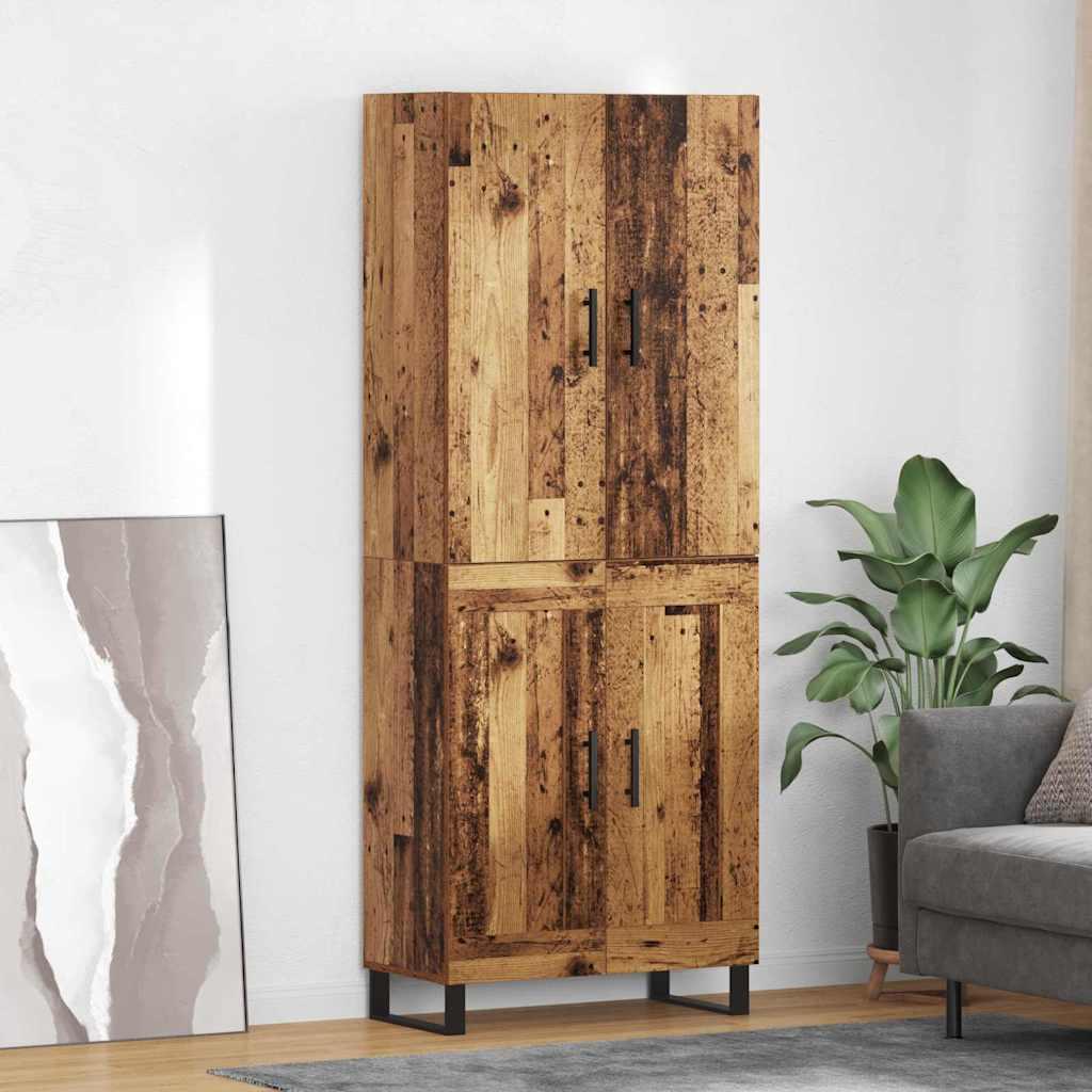 Højskab 69,5X34X180 Cm Konstrueret Træ - Gammelt træ / 2 trælåger