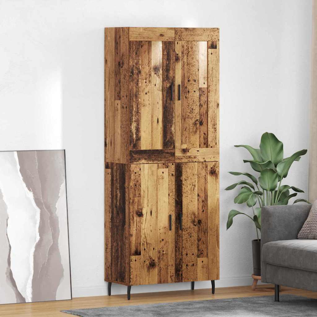 Højskab 69,5X34X180 Cm Konstrueret Træ Etræsfarve - Gammelt træ / 2 låger