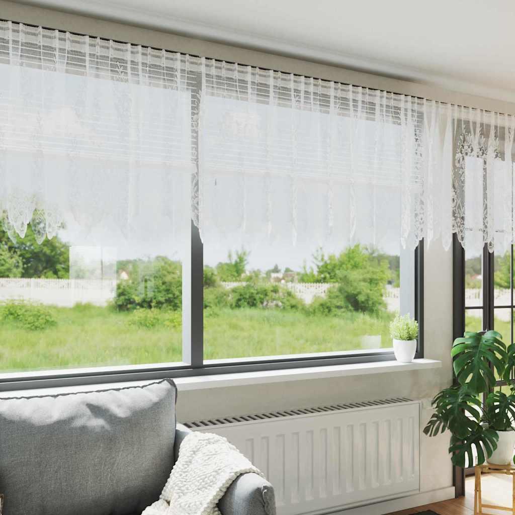 Lace Gardin med gardiner Hvid 900 x 100 cm Polyester