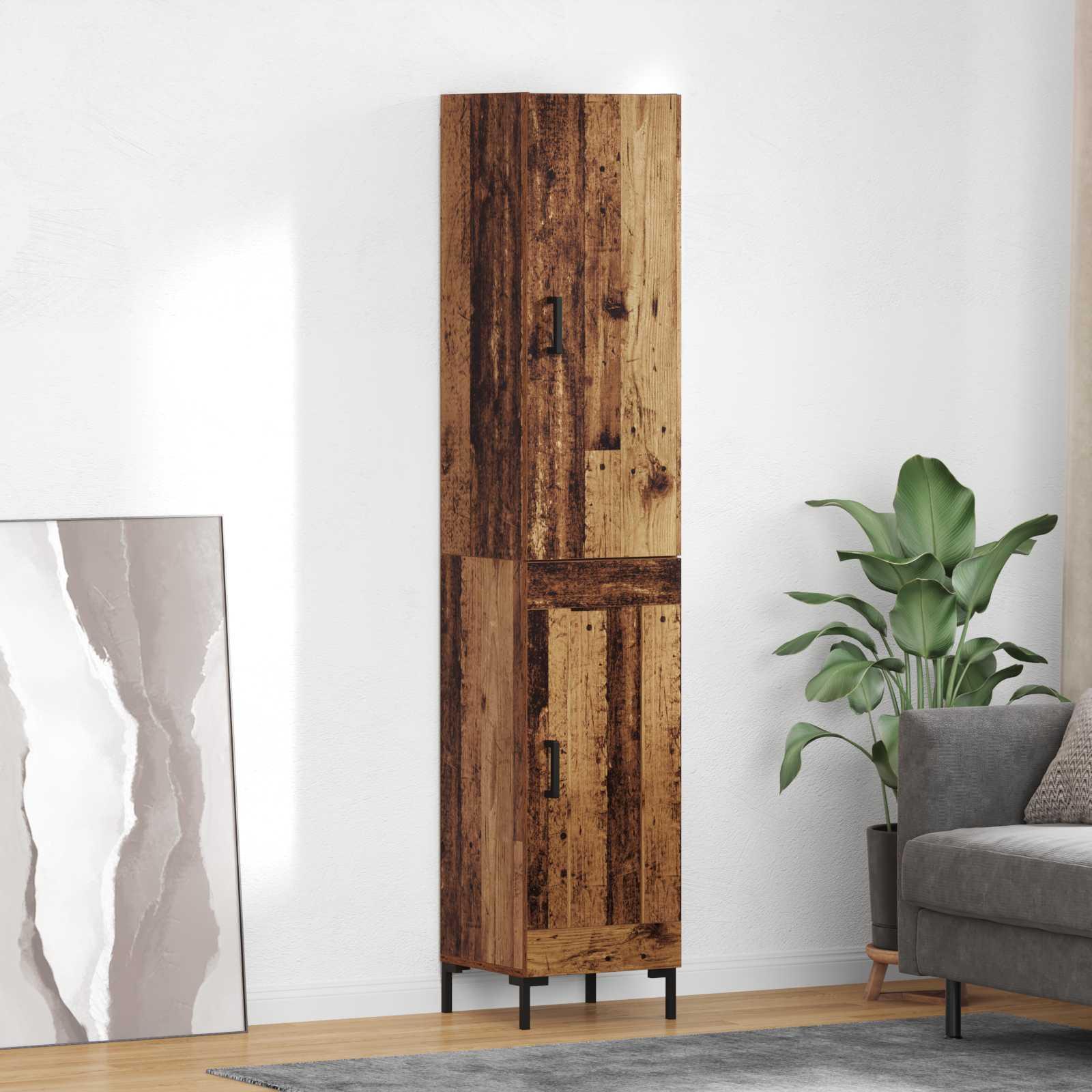 Højskab 34,5X34X180 Cm Konstrueret Træ - Gammelt træ / 1 trælåge
