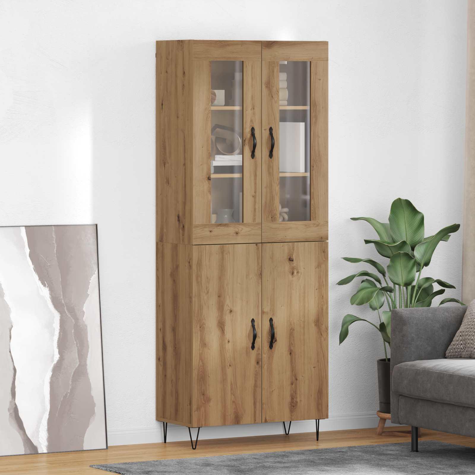 Highboard Artisan Egetræ 69,5 x 34 x 180 cm Konstrueret træ