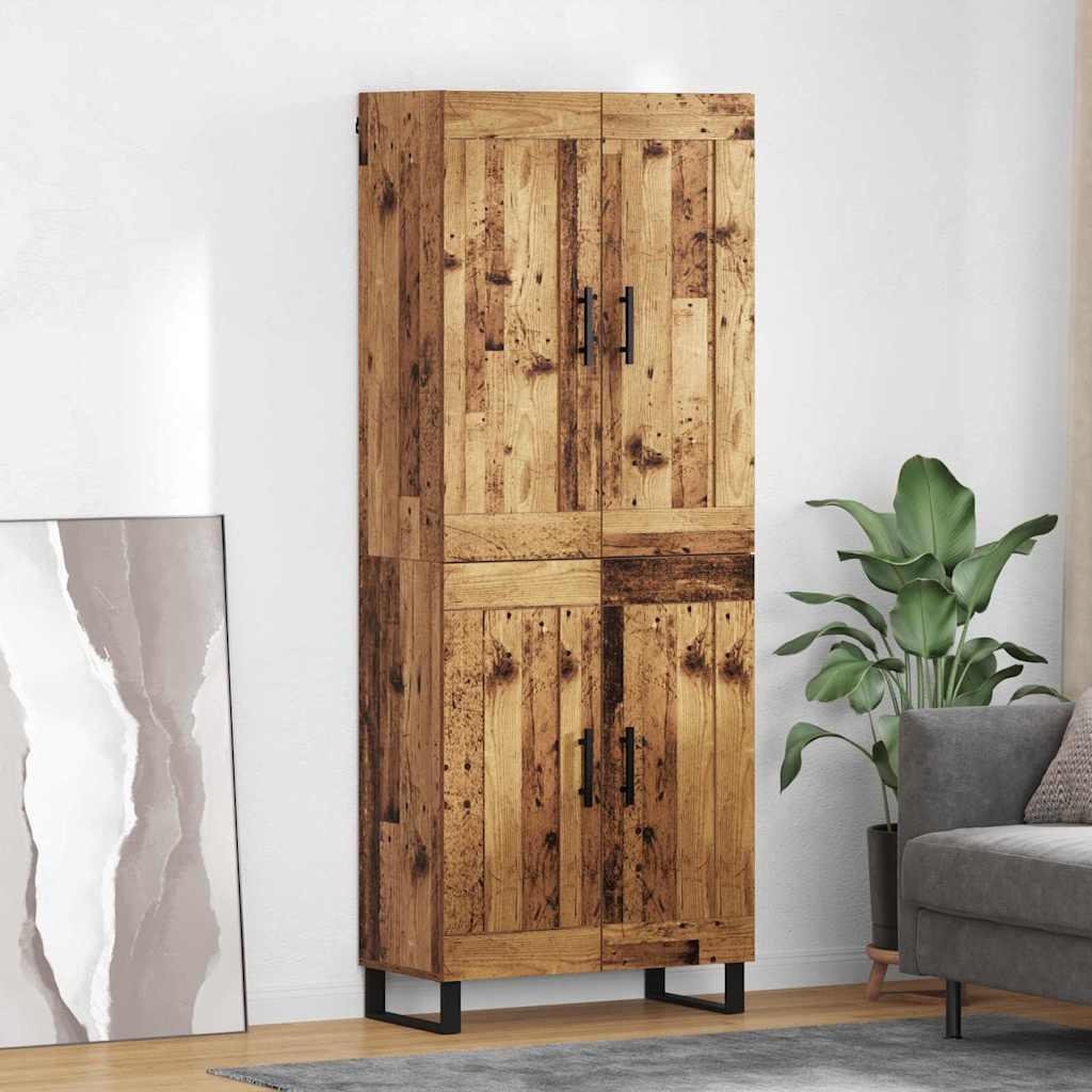 Highboard 2 stk Gammelt træ Ingeniørtræ og glas