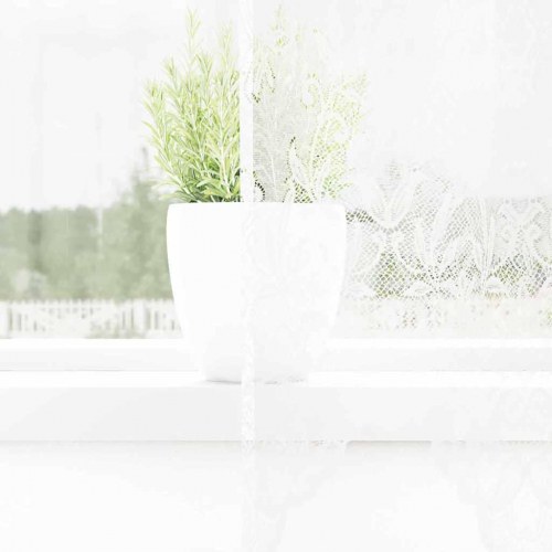 Lace Gardin med gardiner Hvid 200 x 120 cm Polyester
