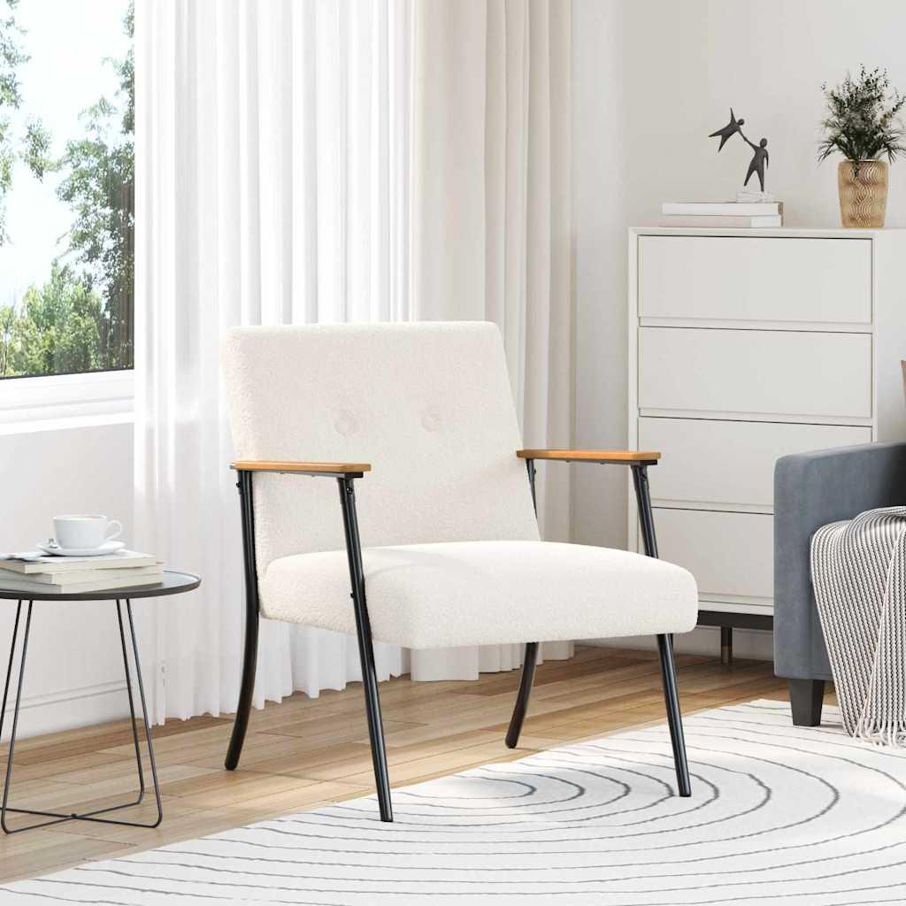 Lænestol Creme 59 x 75 x 78 cm Krøllet Uld-lignende Stof