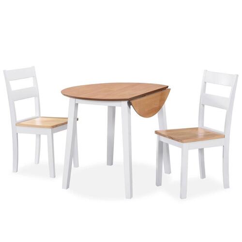 Spisebordssæt 3 dele MDF og gummitræ hvid