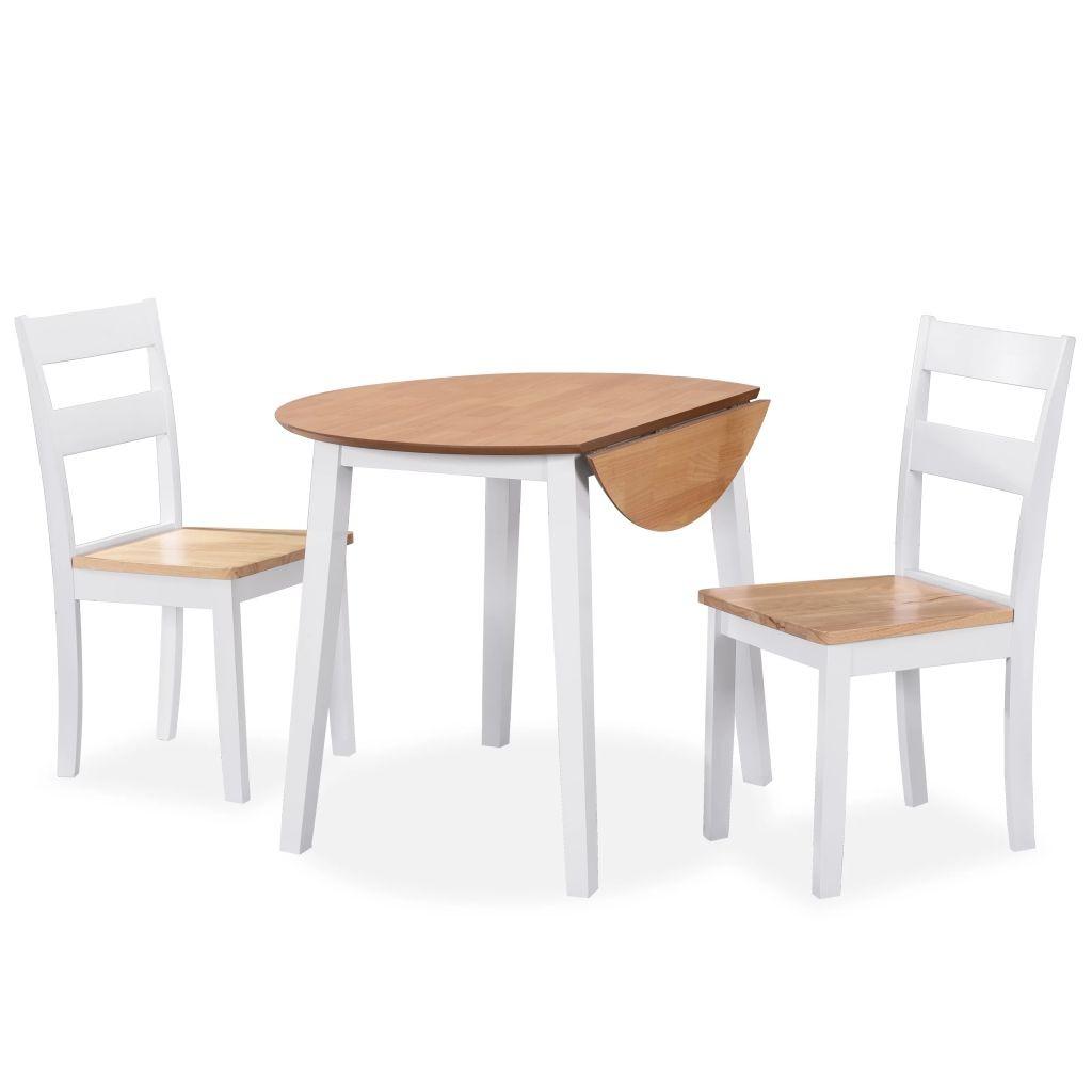 Spisebordssæt 3 dele MDF og gummitræ hvid