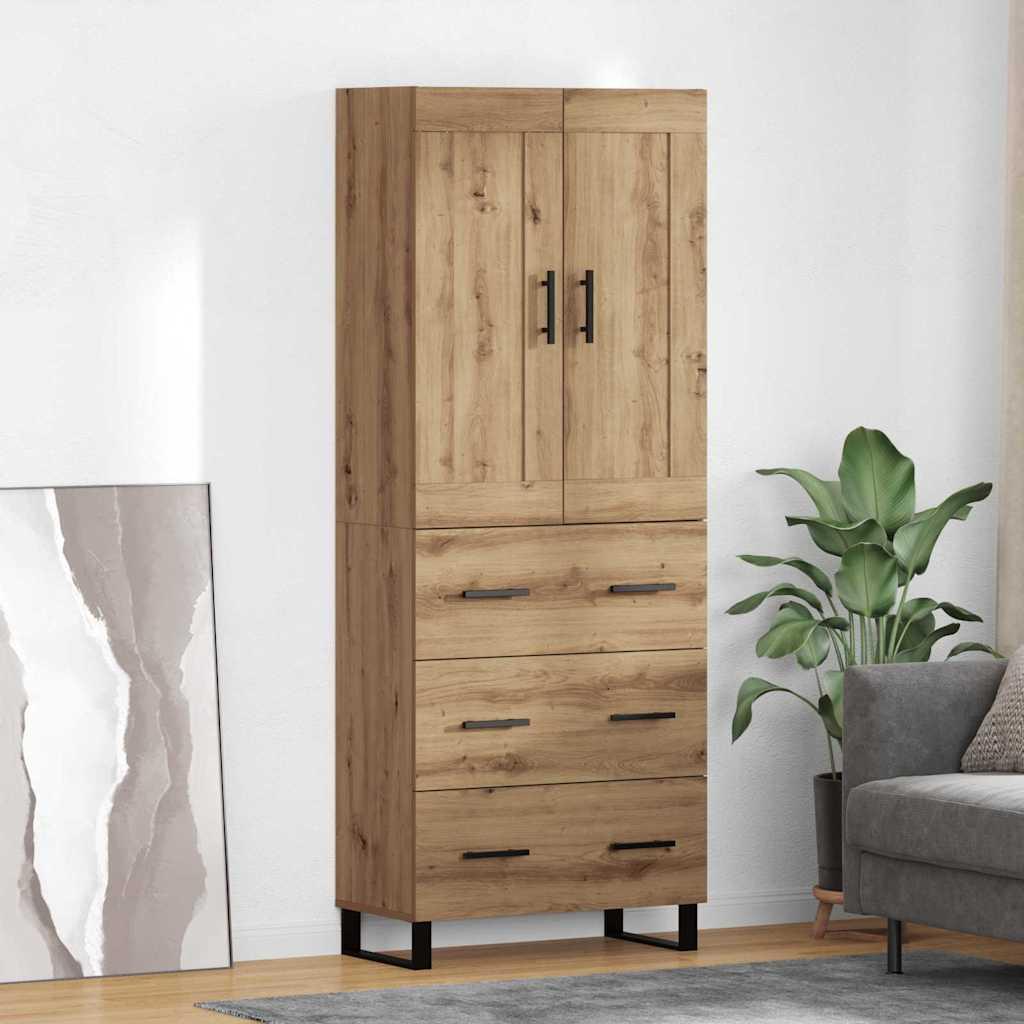 Highboard med skuffe 2 stk Artisan Egetræ Ingeniørtræ og glas