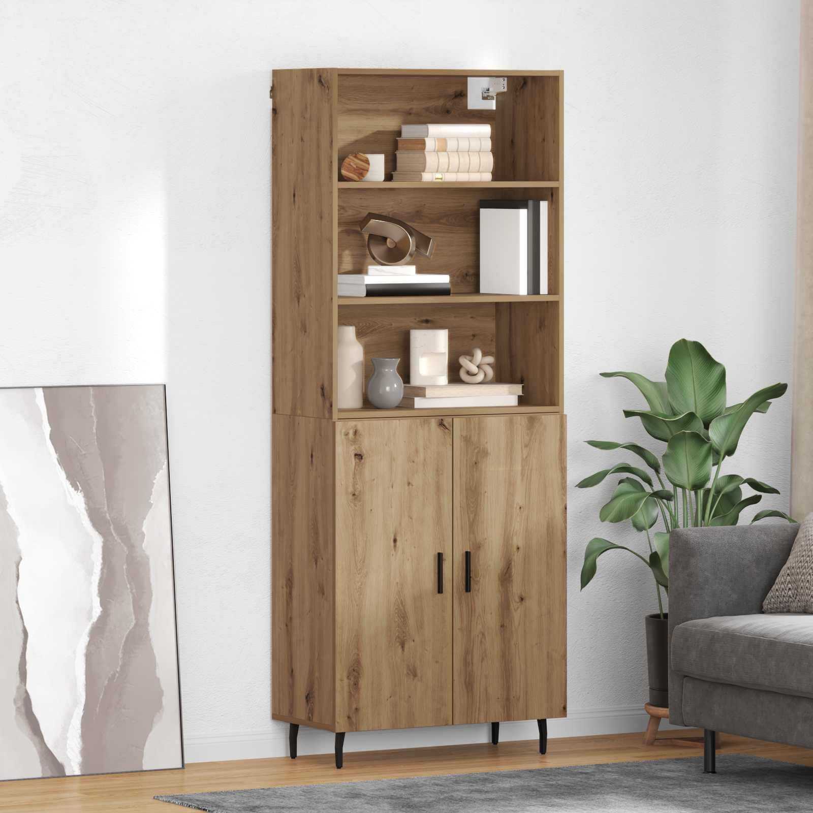 Highboard Artisan Egetræ 69,5 x 34 x 180 cm Ingeniørtræ og glas