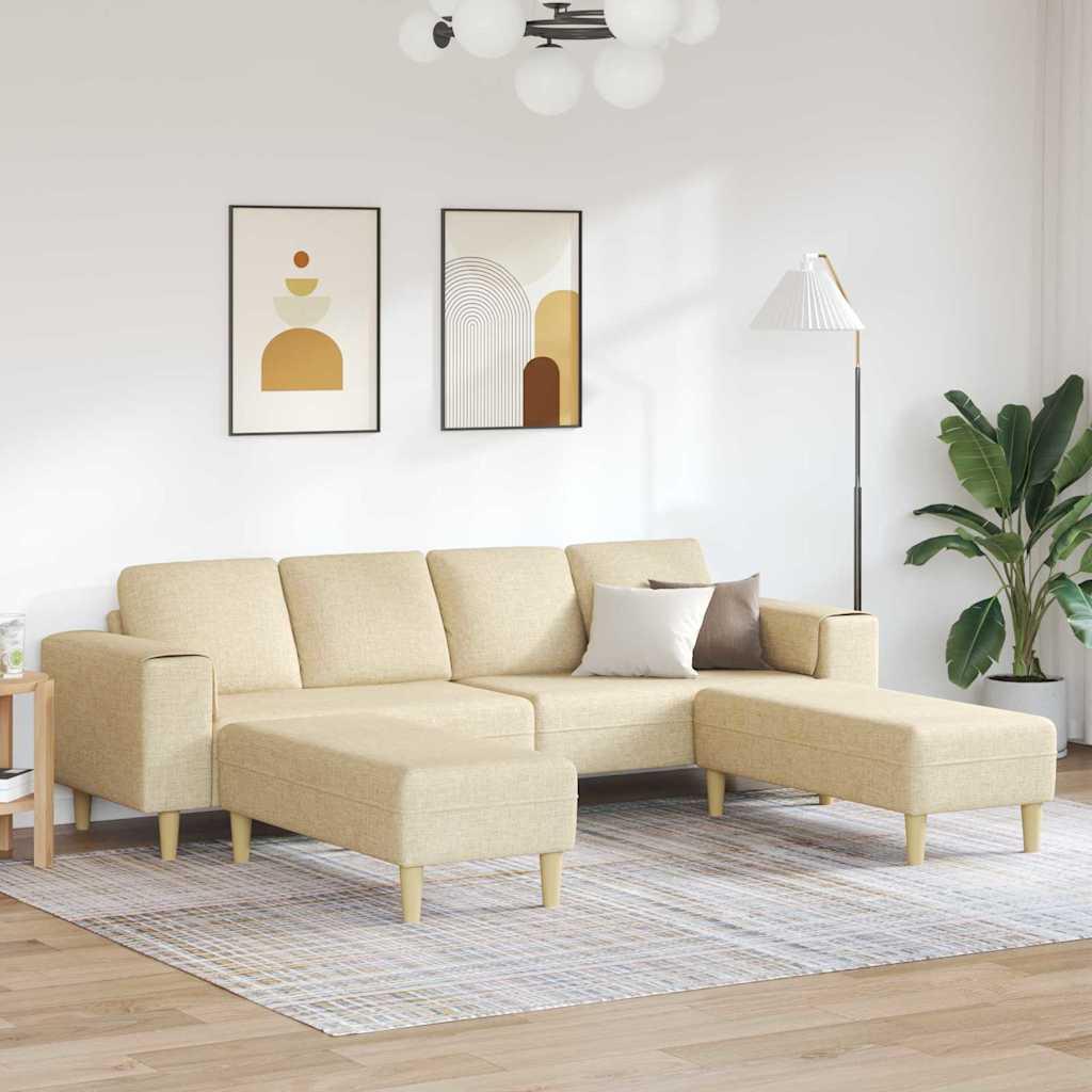 Sofa Sæt 3 Dele Creme Stof