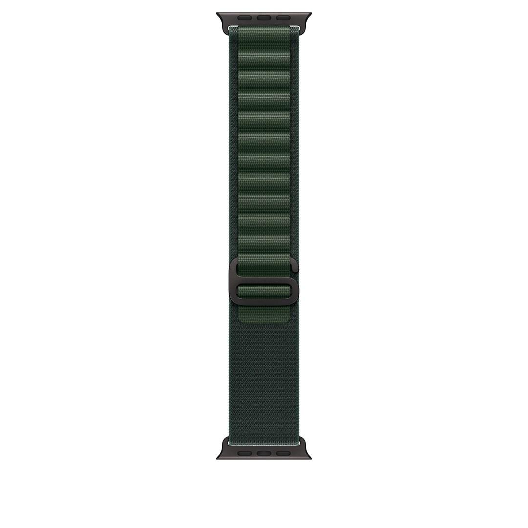 Smartwatch-rem Apple 49 mm Alpine Loop - mørkegrøn, Small, sort titanium