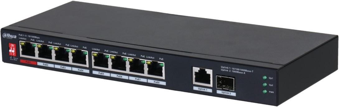 Netværksswitch DAHUA PFS3110-8ET1GT1GF-96 – 8x PoE, 2 uplinks