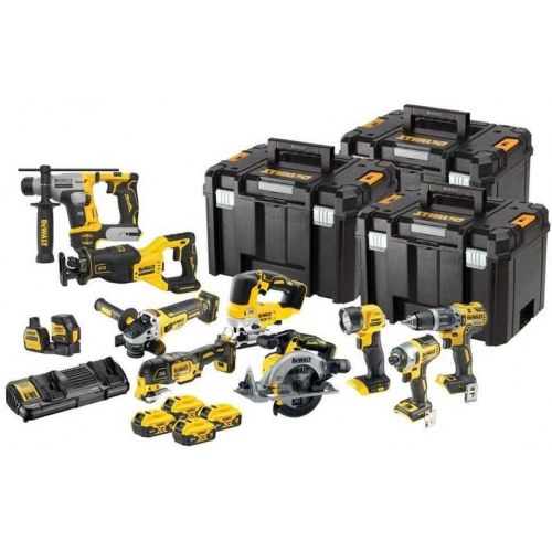 Bore- og skruemaskine sæt 18V XR – DeWALT, 10 dele, 4×5,0 Ah