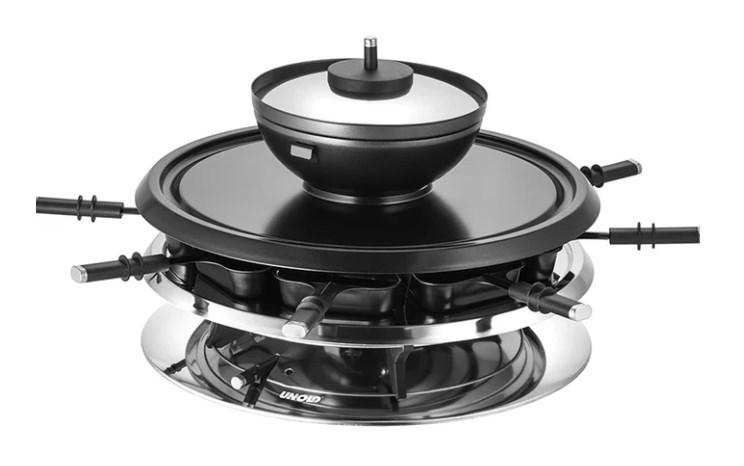 Elgrill raclette til 8 Unold 48726, 1.300 W, rund, sort/rustfrit stål