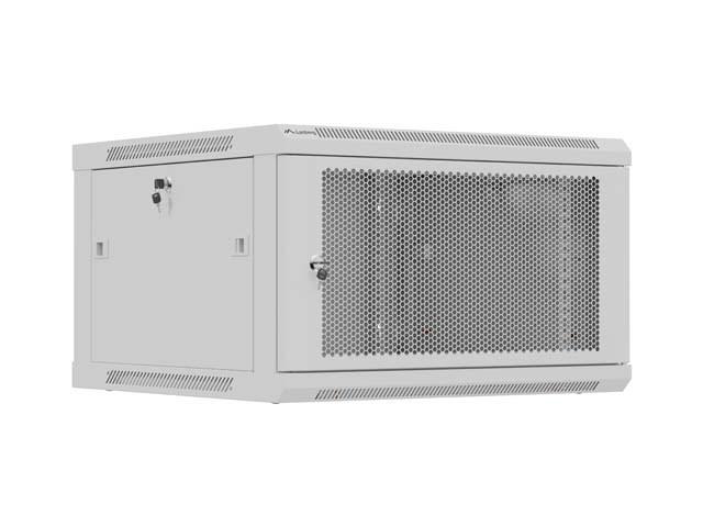 19" vægmonteret rackskab 6U 600×600 grå - Lanberg, perforeret