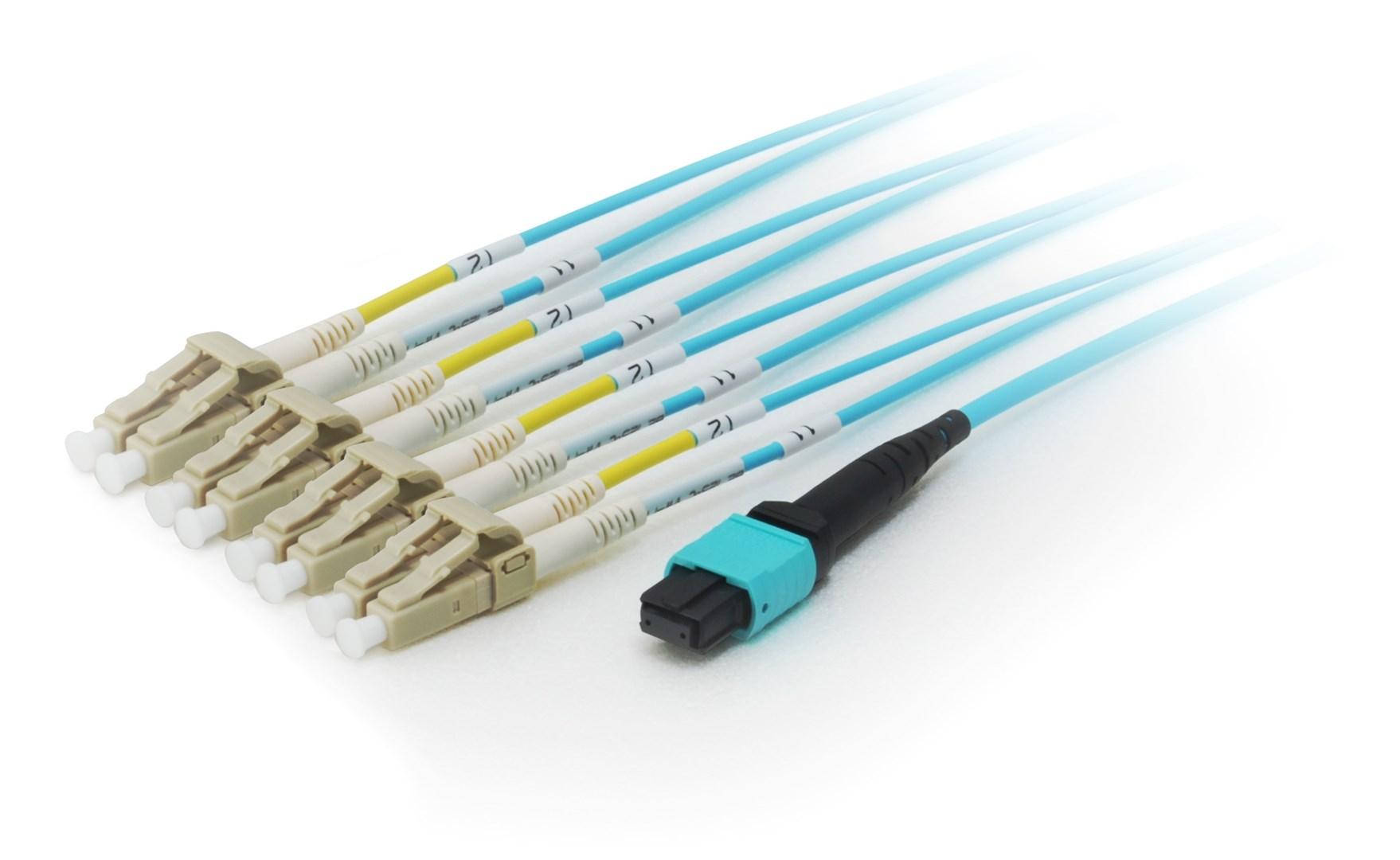 Fiberoptisk patchkabel MTP til 4× LC OM4 5 m - Equip
