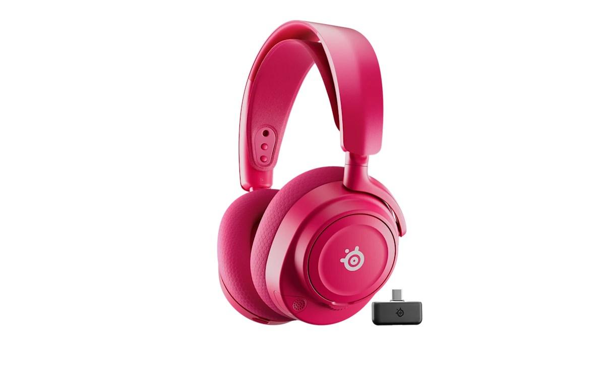 Gaming headset SteelSeries Arctis Nova 7P Wireless Gen 2 – kablet/ trådløs, USB-C, Bluetooth, magenta billede