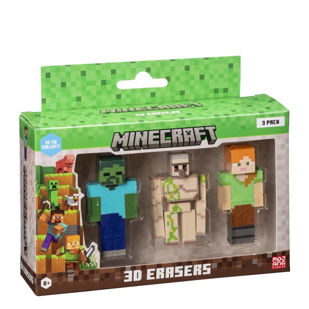 Skriveartikler Minecraft viskelædere 3D - 3-pak (ver. C)