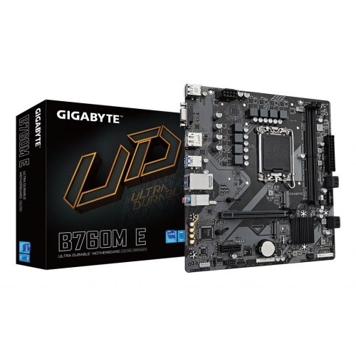 Bundkort micro ATX – Gigabyte B760M E, LGA1700, DDR5, 2x M.2, 1 GbE