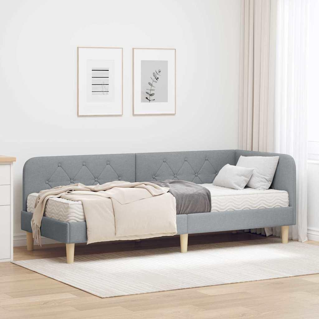 HjÃ¸rnesengramme med madras LysegrÃ¥ 80 x 200 cm Stof