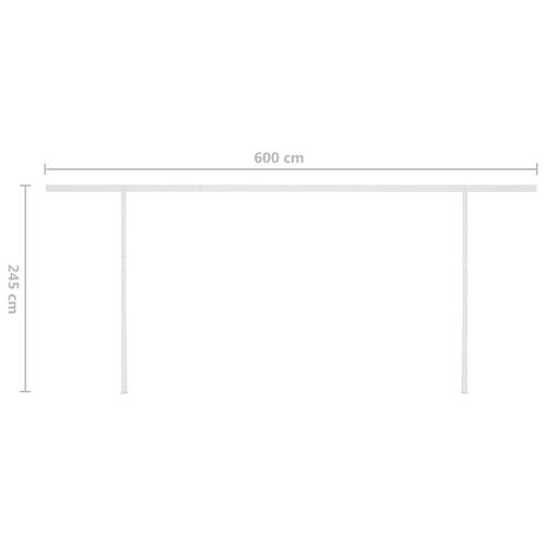 Markise m. stolper 6x3,5 m automatisk betjening cremefarvet