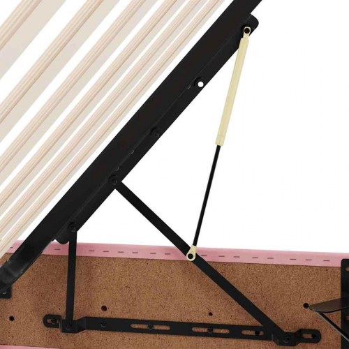 Seng med opbevaring og LED Lyserød 140 x 200 cm Fløjl