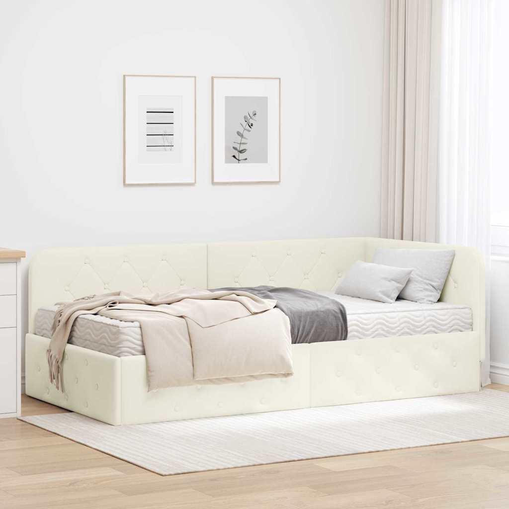 HjÃ¸rnesengramme med madras Creme 90 x 200 cm FlÃ¸jl