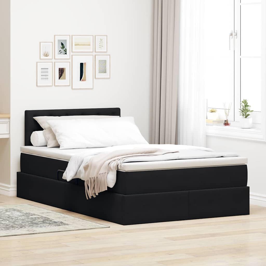 Opbevaringsseng med madras Sort 120 x 190 cm Fløjl