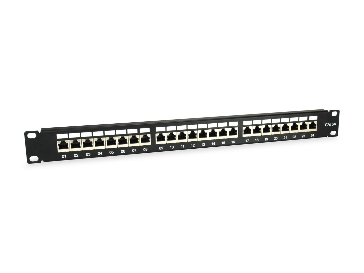 Patchpanel 24-port Cat6a skærmet – EQUIP, 1U