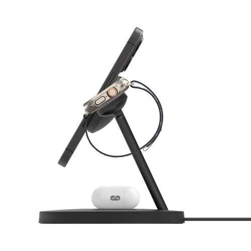 Trådløs oplader 3-i-1 Belkin BoostCharge Pro – sort, Qi2/MagSafe, hurtigopladning