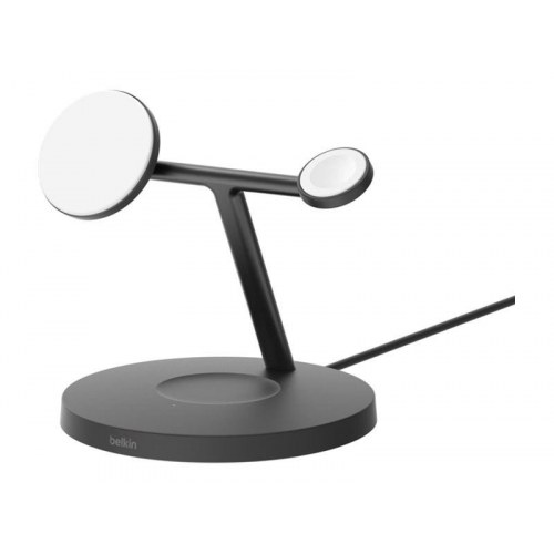 Trådløs oplader 3-i-1 Belkin BoostCharge Pro – sort, Qi2/MagSafe, hurtigopladning