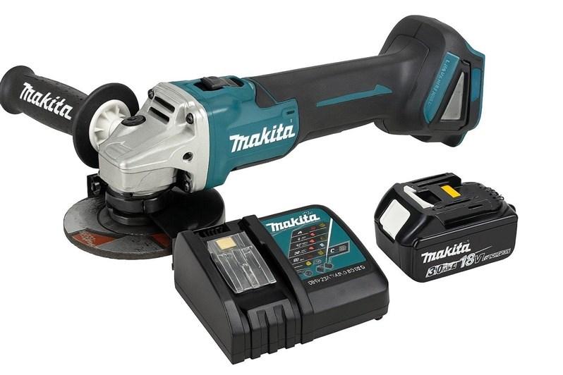 Makita vinkelsliber med ledning 3AH og oplader 18V