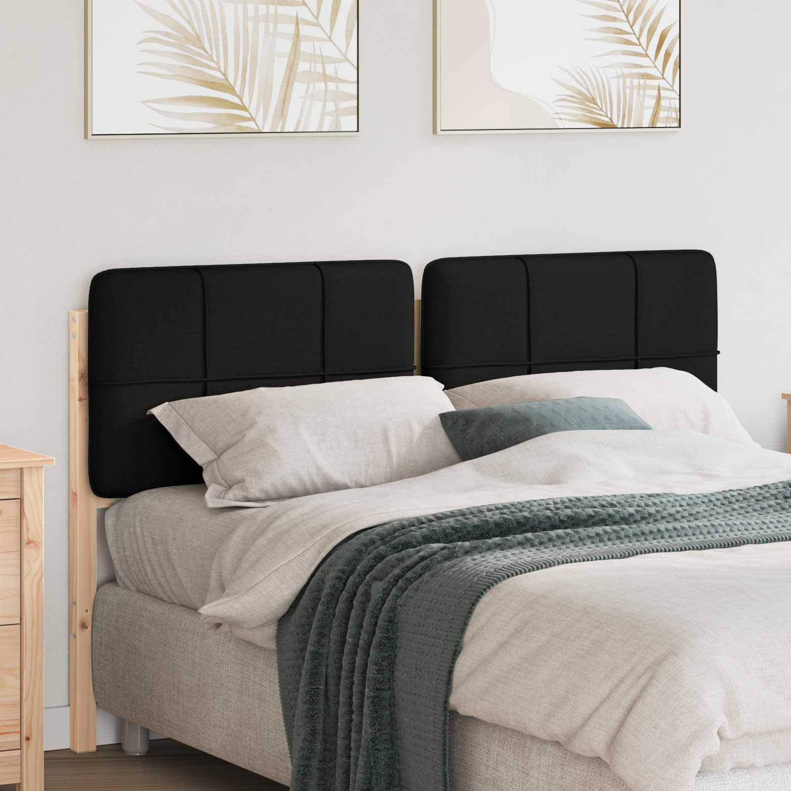 Polstret sengegavl Brun og sort 140 cm Massiv fyrretræ