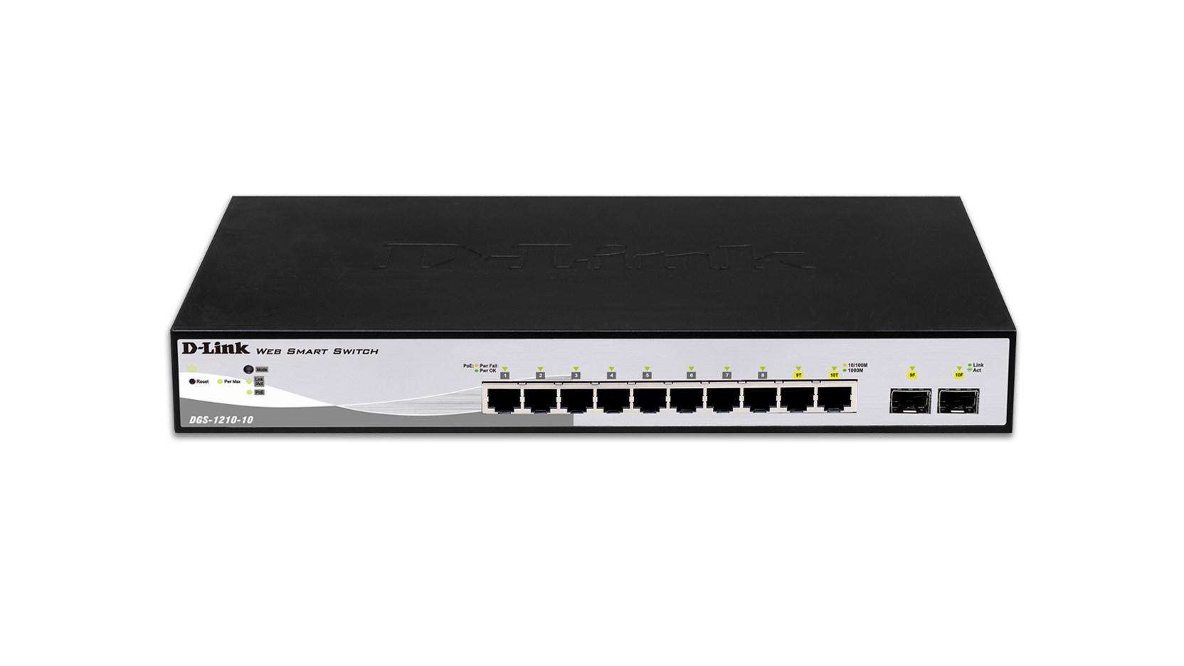 Netværksswitch D-Link DGS-1210-10/E – 10‑port Gigabit med 2 SFP