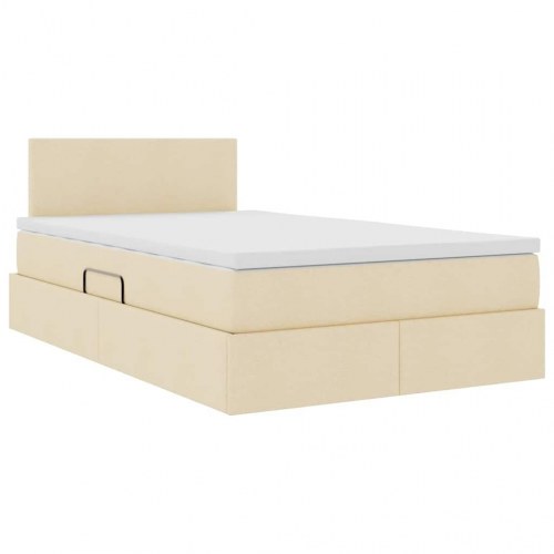 Seng med opbevaring og madras med madras Creme 120 x 200 cm