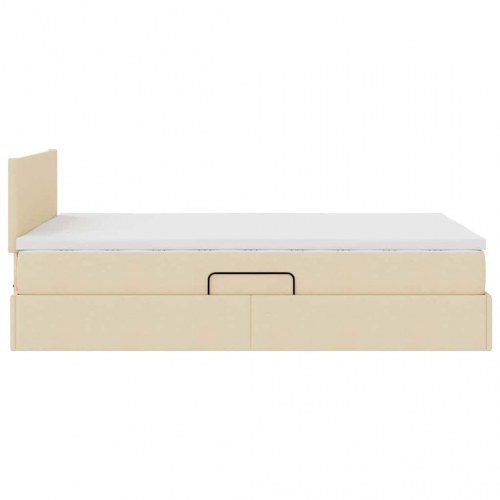 Seng med opbevaring og madras med madras Creme 120 x 200 cm