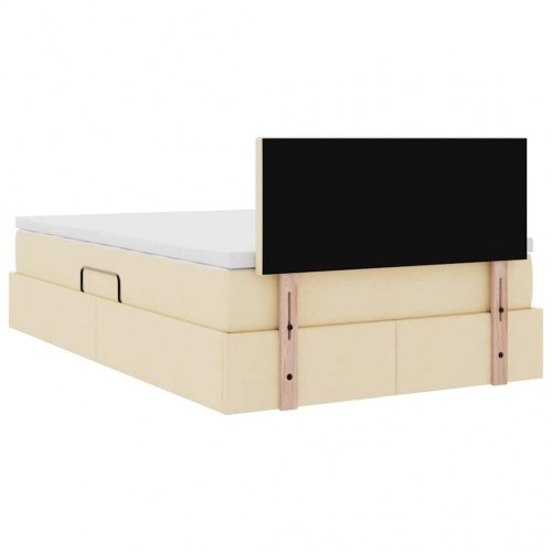 Seng med opbevaring og madras med madras Creme 120 x 200 cm