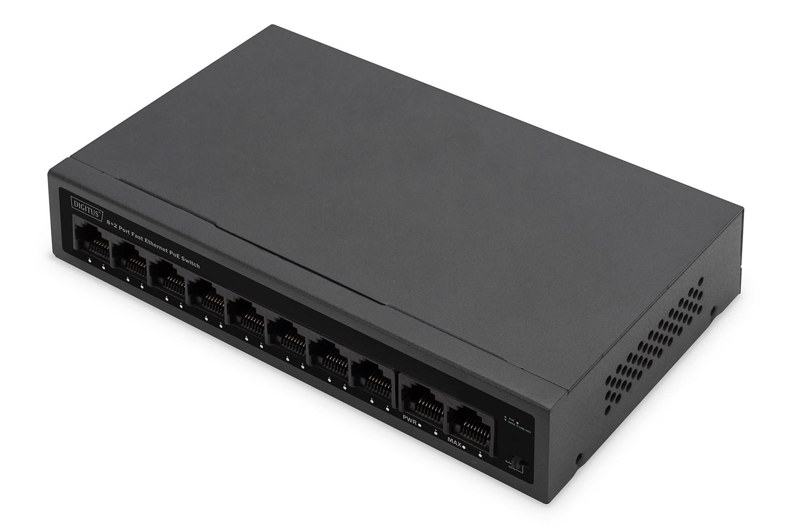 Netværksswitch med PoE - DIGITUS 8-port 10/100, desktop, 60 W billede