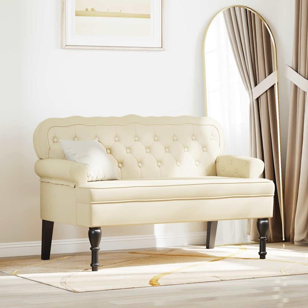 Chesterfield bænk Creme 119.5 x 64.5 x 75 cm Faux læder