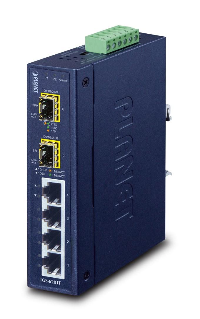 Netværksswitch Planet IGS-620TF – unmanaged Gigabit, blå billede