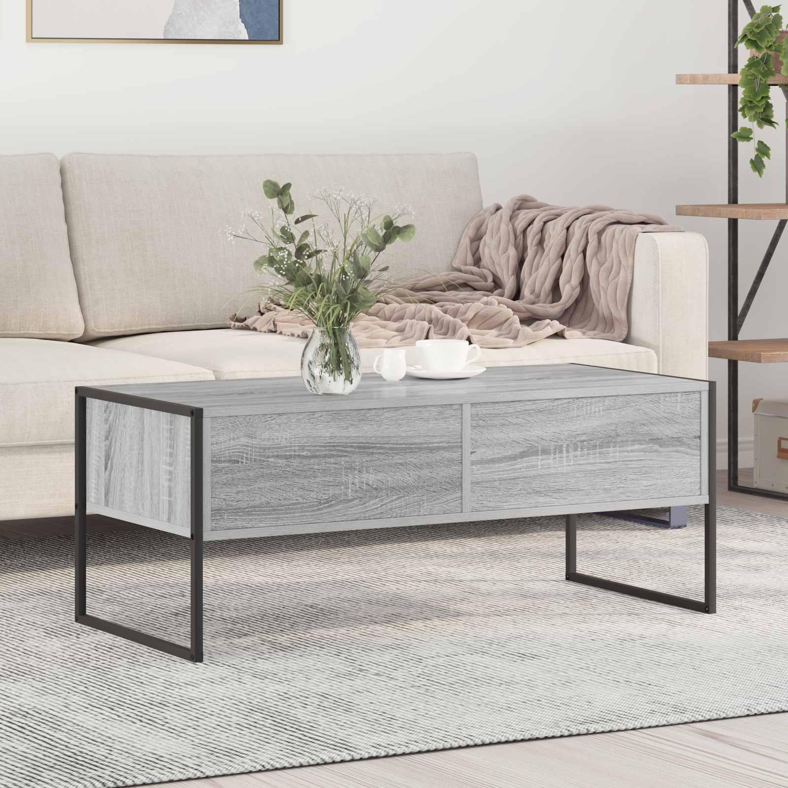 Sofabord med skuffe Grå Sonoma 100 x 46 x 40 cm Konstrueret træ