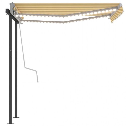 Markise m. LED-lys 3,5x2,5 cm manuel betjening gul og hvid