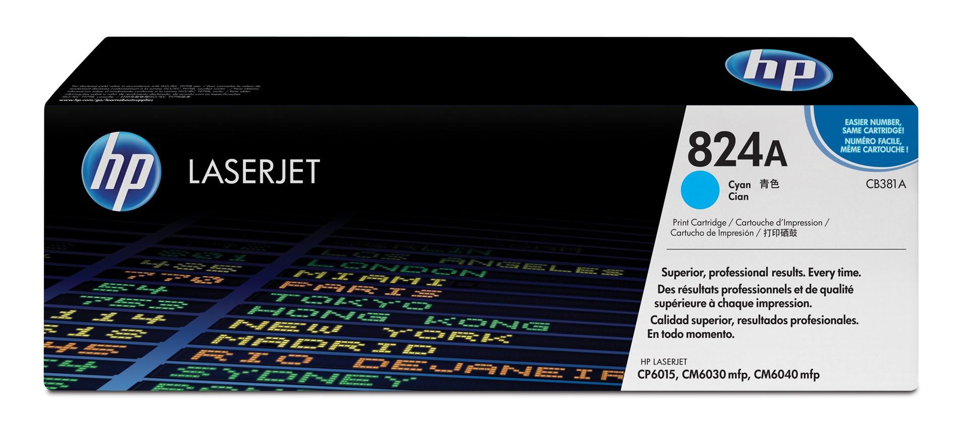 Toner til laserprinter HP 824A cyan - original billede