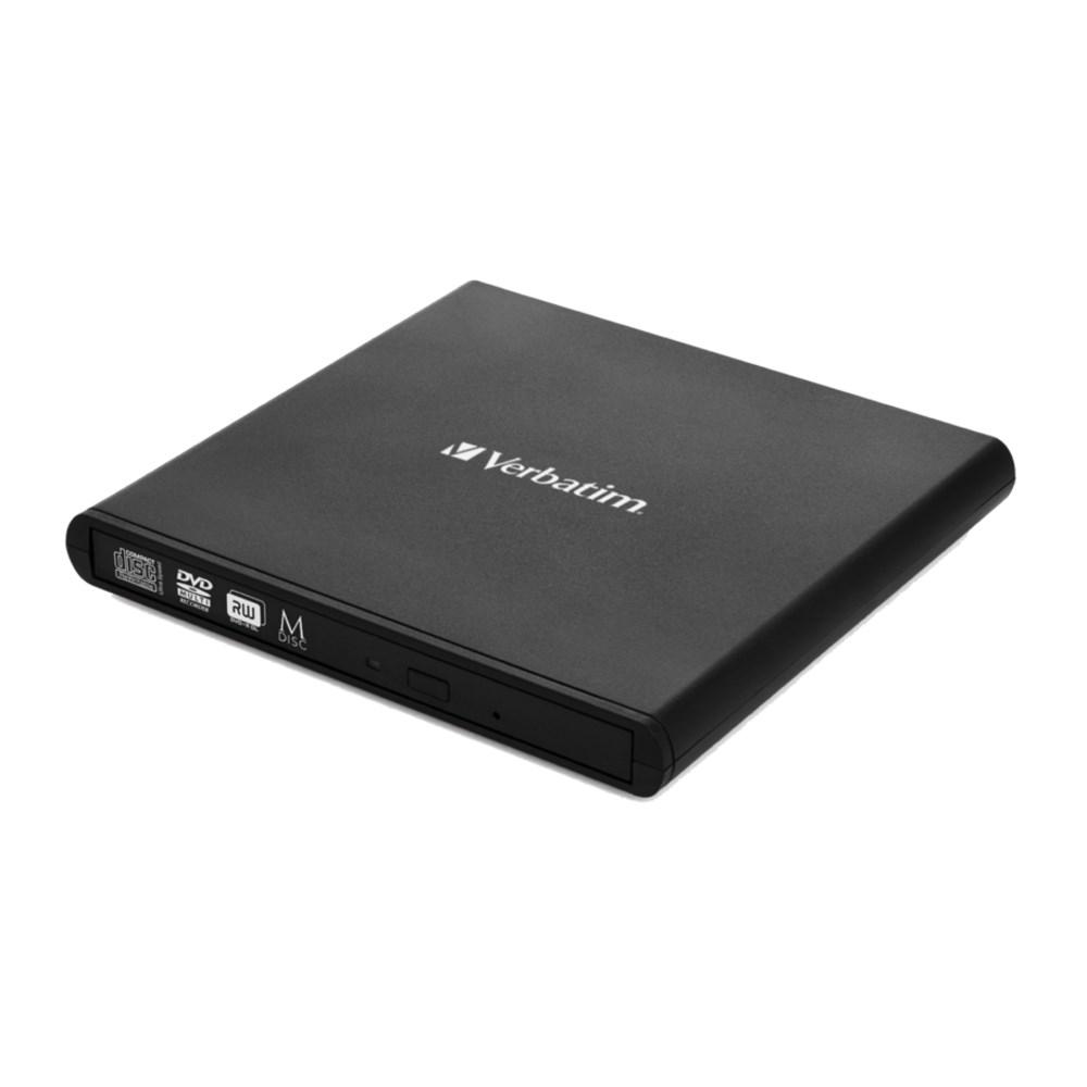 Ekstern DVD/CD-brænder - Verbatim Slimline, USB 2.0, sort billede