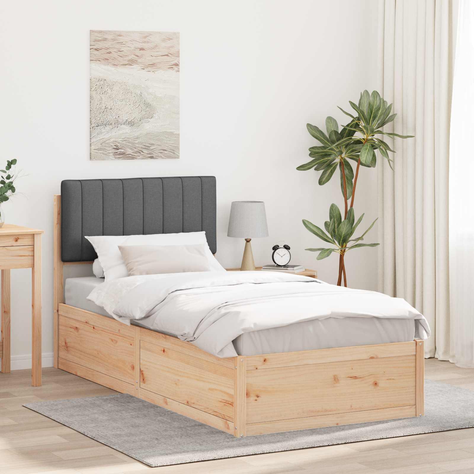 Sengestel med Polstret Hovedgavl MÃ¸rkegrÃ¥ 90 x 200 cm