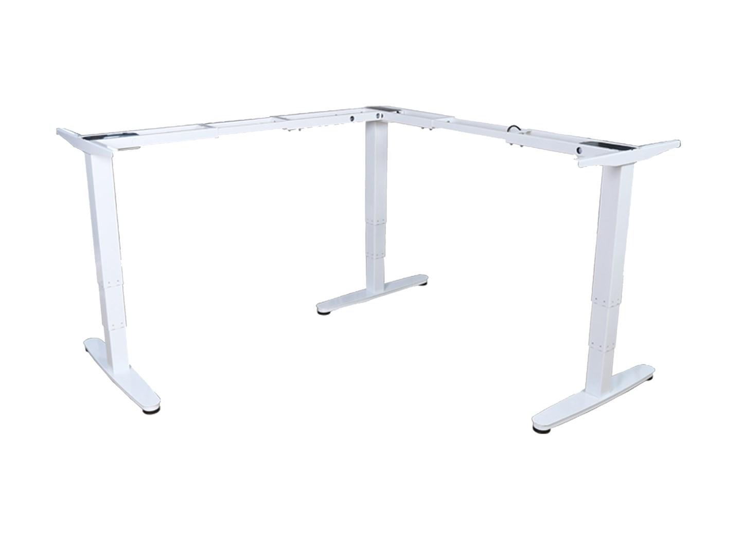 Gaming skrivebordsstel L-form – EQUIP ERGO elektrisk, triple motor, hvid
