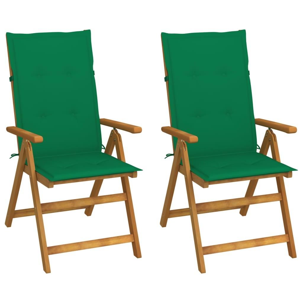 Lænestole til haven 2 stk. med hynder massivt akacietræ